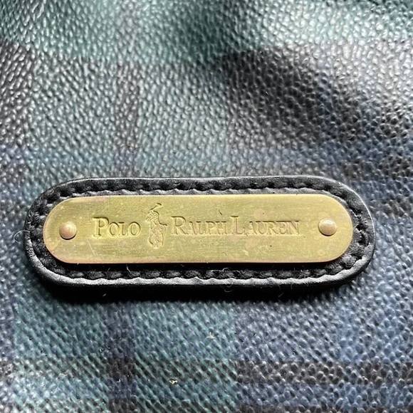 RALPH LAUREN Black Watch Plaid Drawstring Backpack Sling Messenger Bag Vintage - Picture 3 of 9